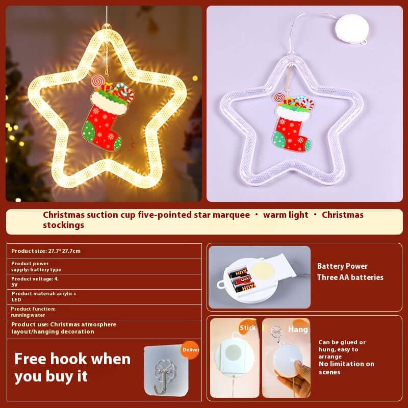 Festive Christmas Star LED Window Light Decoration