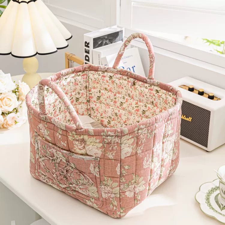 Rustic Woven Fabric Storage Basket