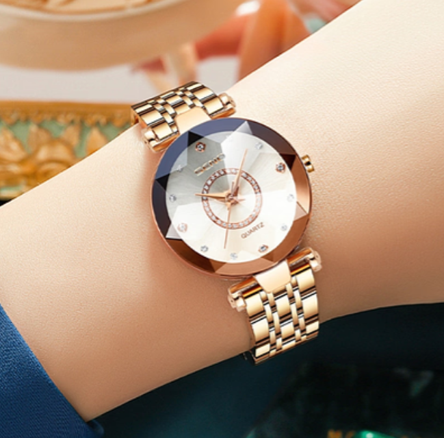 Glittering Ladies Stainless Steel Wrist Watch