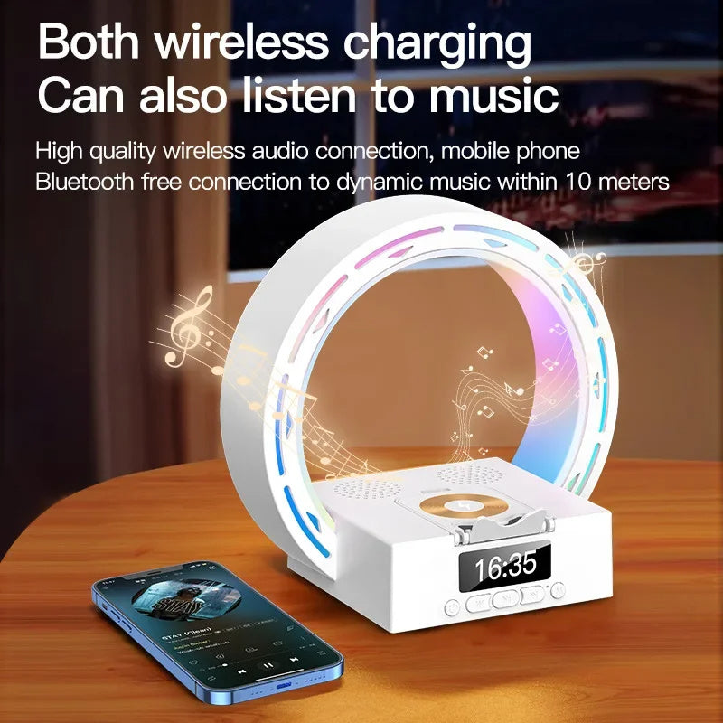 Wireless Charging Speaker Table Lamp with Alarm Clock
