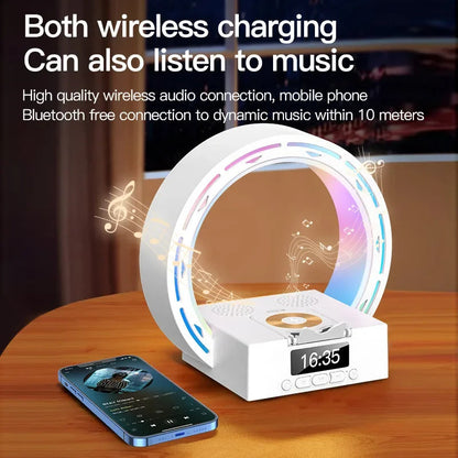 Wireless Charging Speaker Table Lamp with Alarm Clock