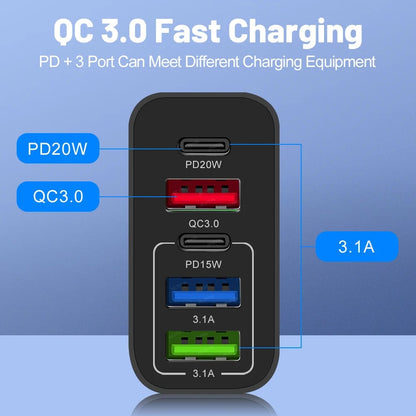 Compact 6 Port Fast USB Charger Adapter