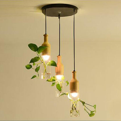 Stylish Wooden LED Hanging Plant Lights