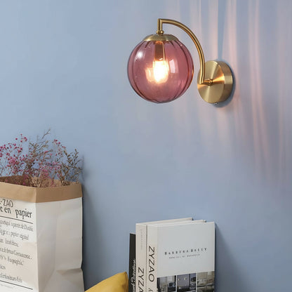 Contemporary LED Wall Light with Curved Arm Glass Shade