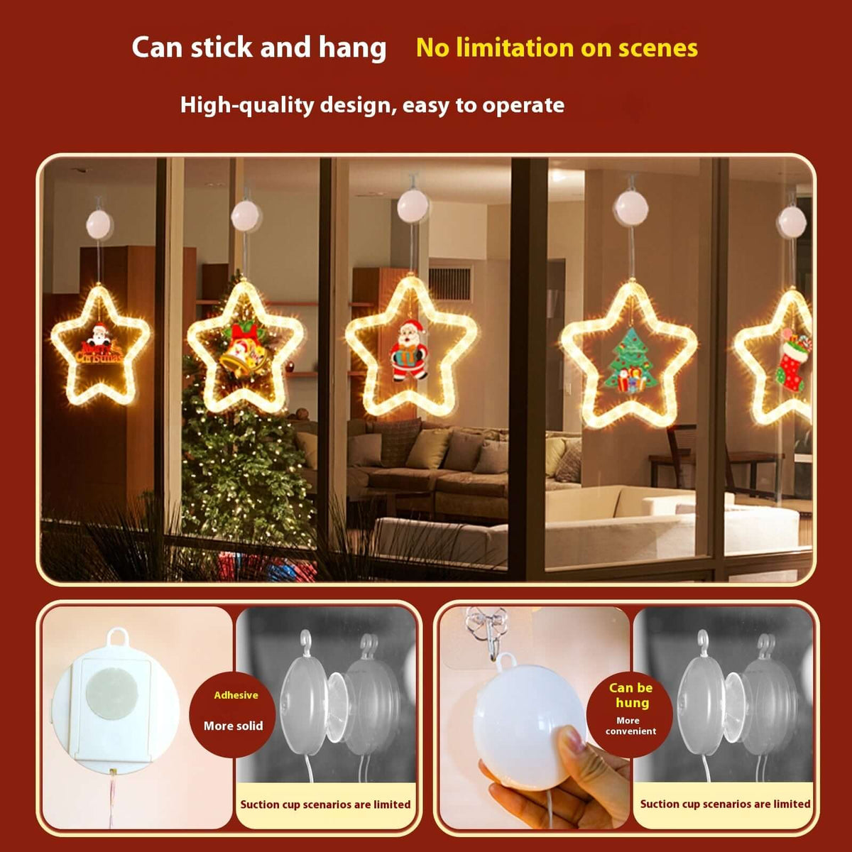Festive Christmas Star LED Window Light Decoration