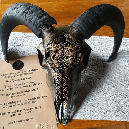 Decorative Ram Skull Figurine