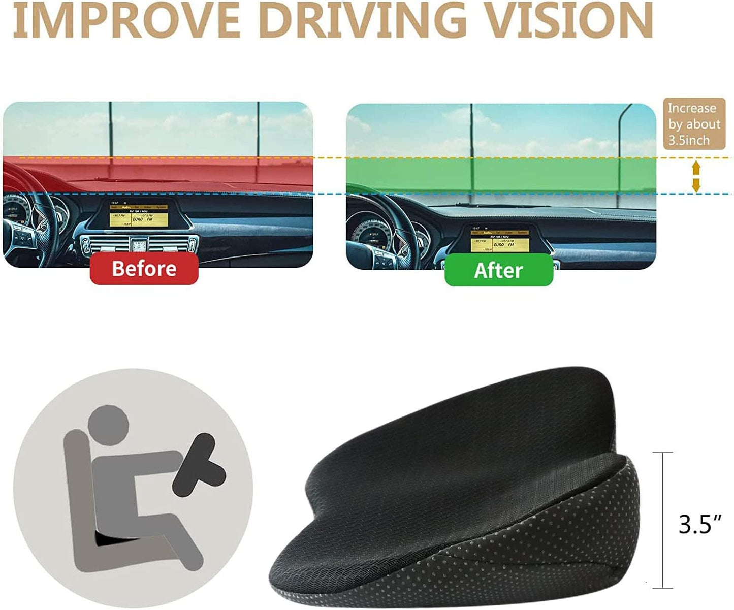 Comfortable Car Seat Pad for Short Drivers