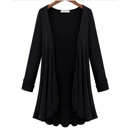 Casual vest with long sleeves and ruffles