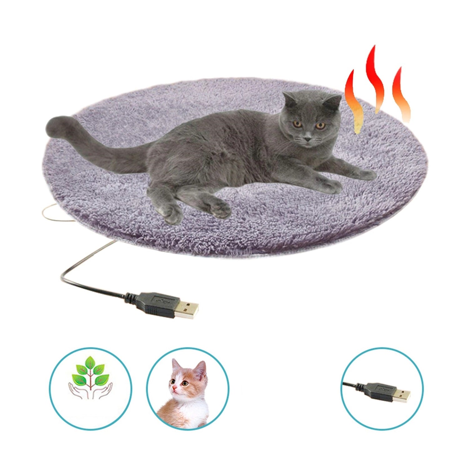 Warm Cozy Heated Cat Bed with USB Power