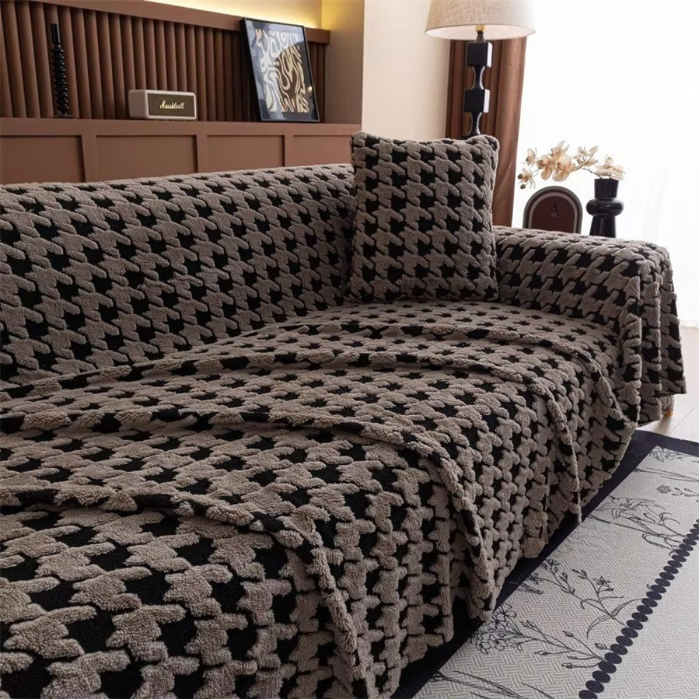 Cavalli Houndstooth Plush Sofa Cover