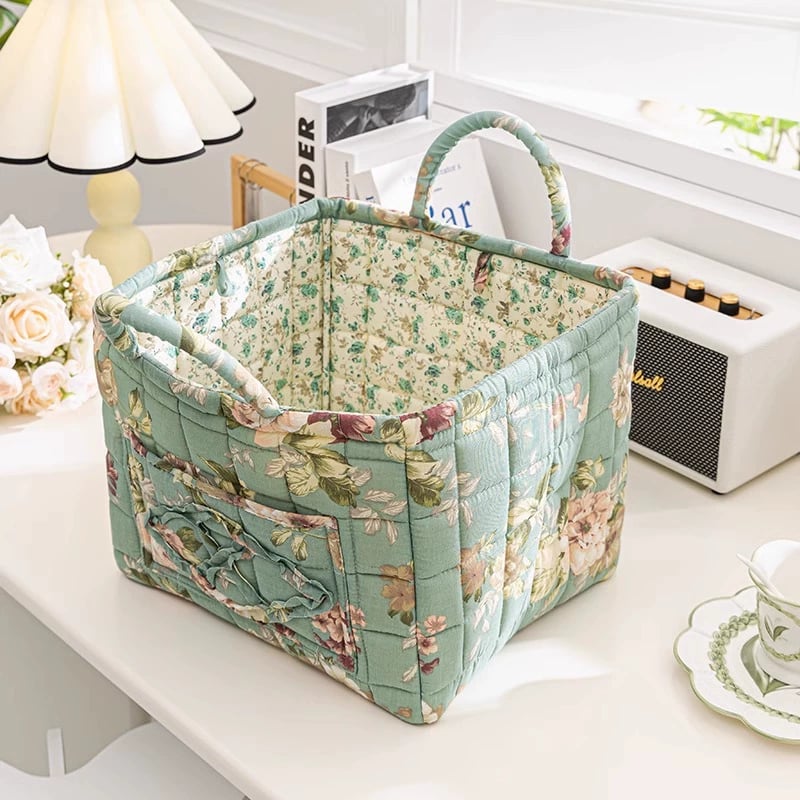 Rustic Woven Fabric Storage Basket
