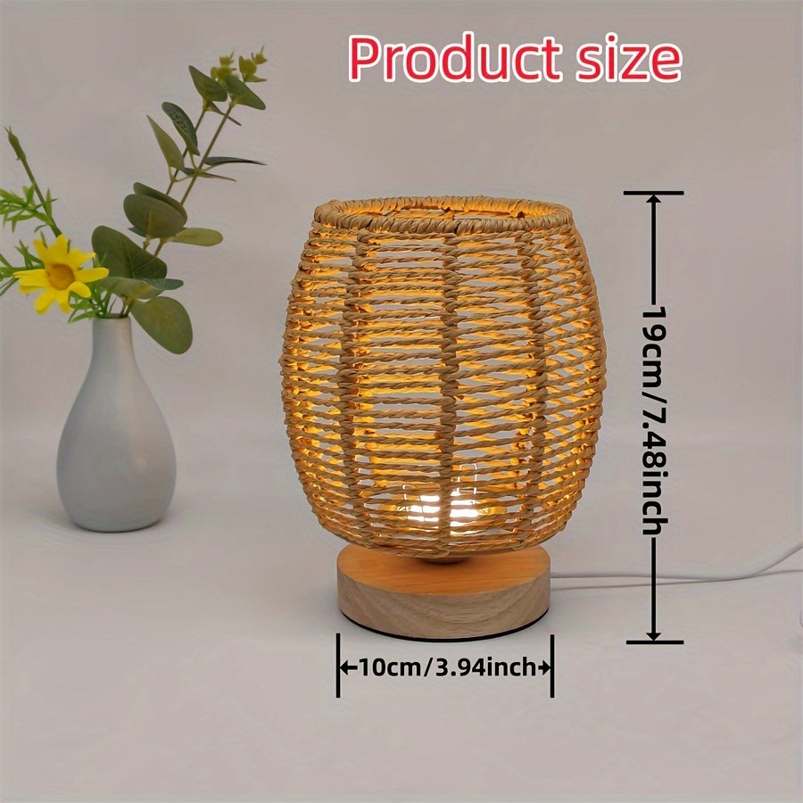 Rustic Wooden Table Lamp with LED Light