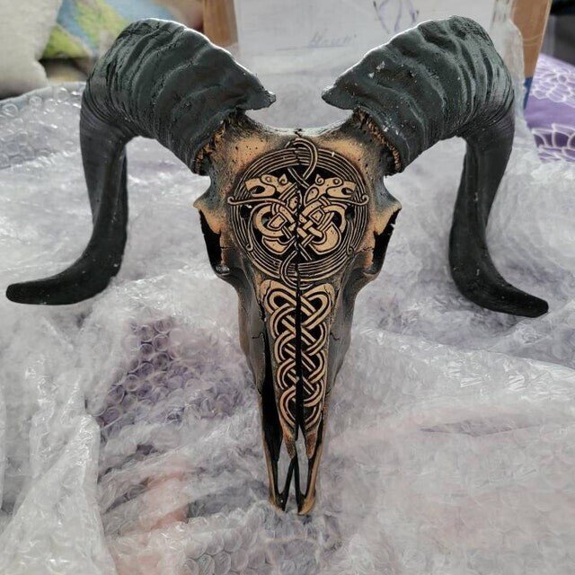 Decorative Ram Skull Figurine
