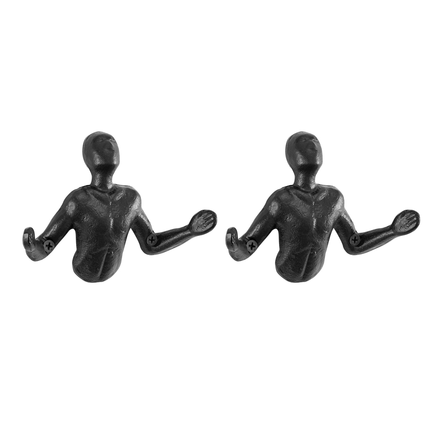 Rustic Black Metal Wall Hooks (Set of 2)