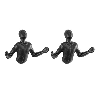 Rustic Black Metal Wall Hooks (Set of 2)