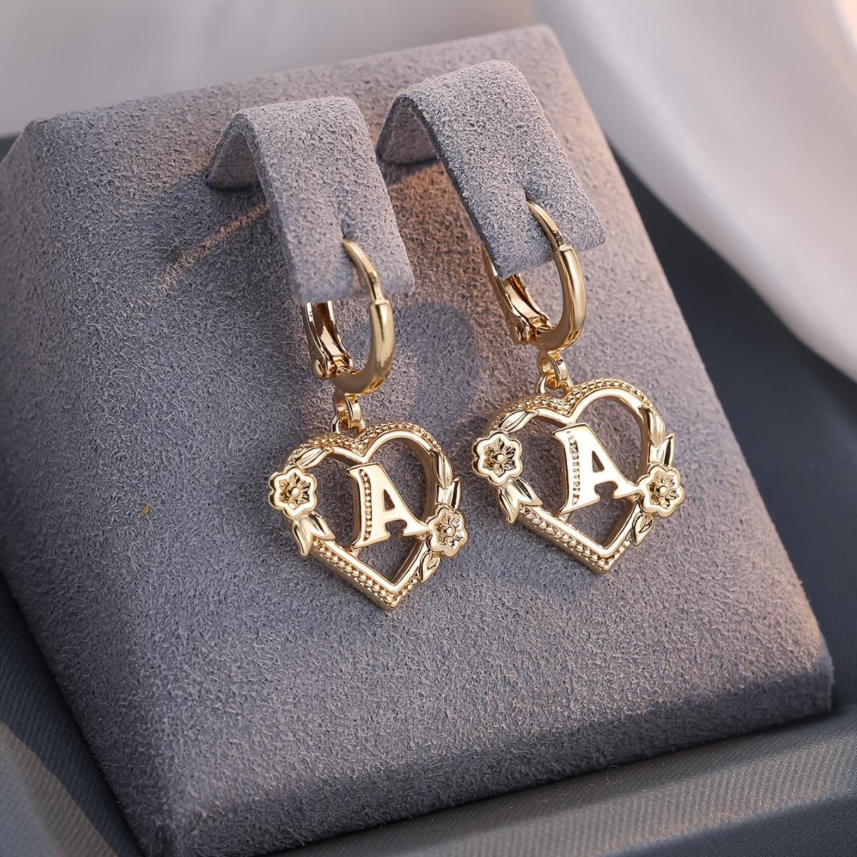 Delicate Monogram Heart Huggie Earrings - Cofik