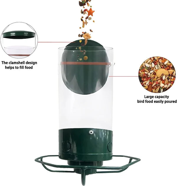 Wild Bird Feeder with Spin Tray and Large Seed Capacity