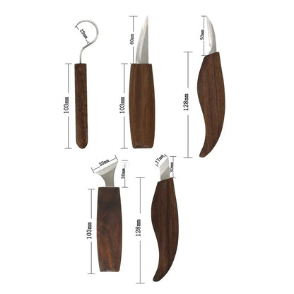 Charly | 8-Piece Wood Carving Set: Hand Carving Knife Set with Needle Files - Wood Spoon Carving Set for Beginners