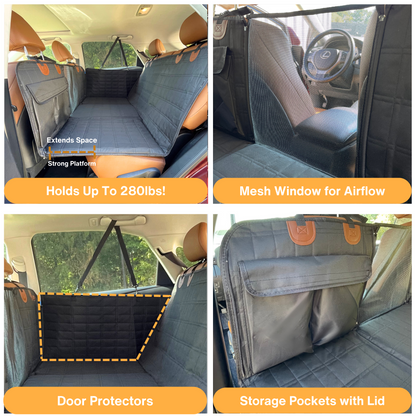Charly | Backseat Extender for Dogs - Black with Door Covers