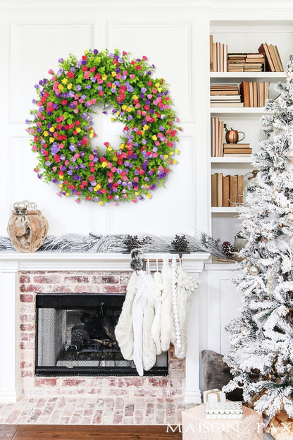Charly | BloomWreath Spring & Summer Front Door Wreath | Handmade Floral Grapevine Accent
