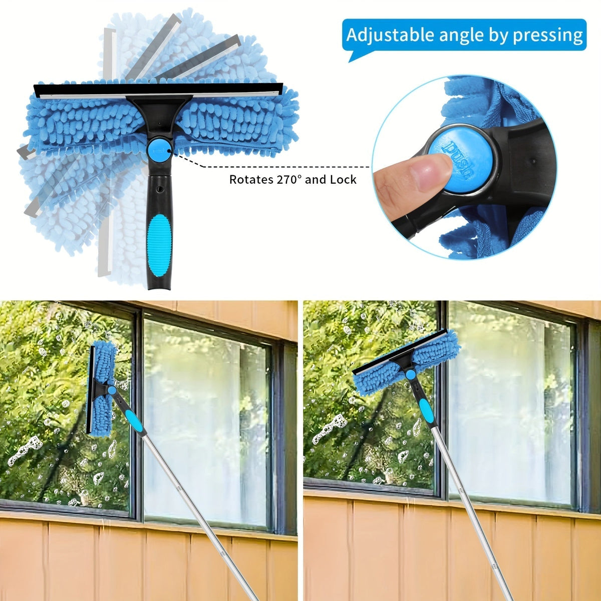 Charly | Crystal Clear Window Cleaner – Professional 2-in-1 Telescopic Window and Glass Cleaning System