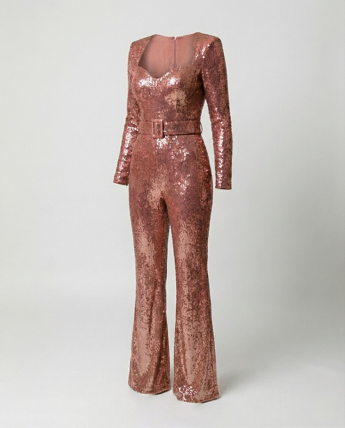 Charly - Elegant Sequin Jumpsuit with Long Sleeves Figure-Hugging Fit