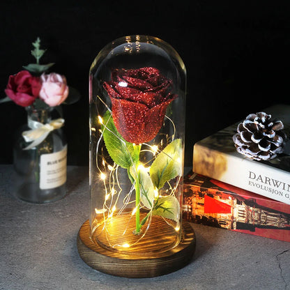 Charly – Eternal Rose in Glass Dome with Atmospheric LED Lighting