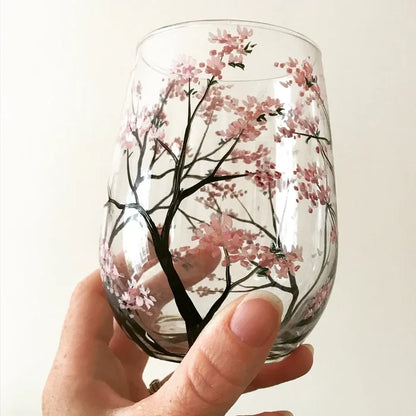 Charly | Hand Painted Four Seasons Tree Wine Glasses | Unique Art
