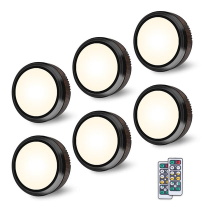 Charly | Leastyle Remote Control LED Puck Light, Dimmable Battery-Powered Under Cabinet Light - 6 Pack Natural White