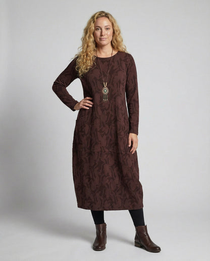 Charly - Long-Sleeve Pocket Dress with Print