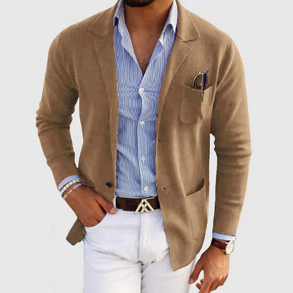 Charly | Men's Casual Knit Blazer with Patch Pockets