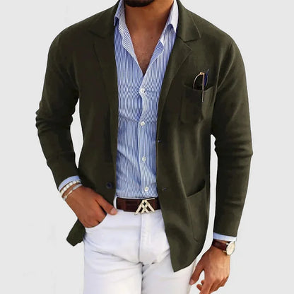 Charly | Men's Casual Knit Blazer with Patch Pockets