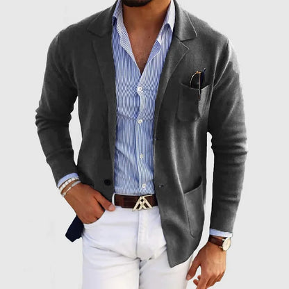 Charly | Men's Casual Knit Blazer with Patch Pockets