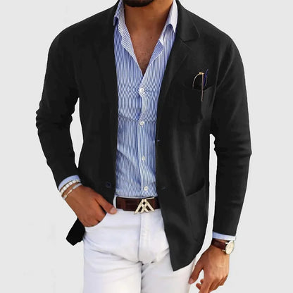 Charly | Men's Casual Knit Blazer with Patch Pockets