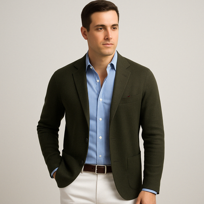 Charly | Men's Casual Knit Blazer with Patch Pockets