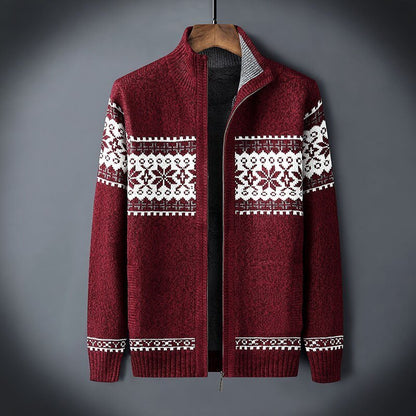 Charly | Men's Full-Zip Nordic Print Fleece Lined Cardigan