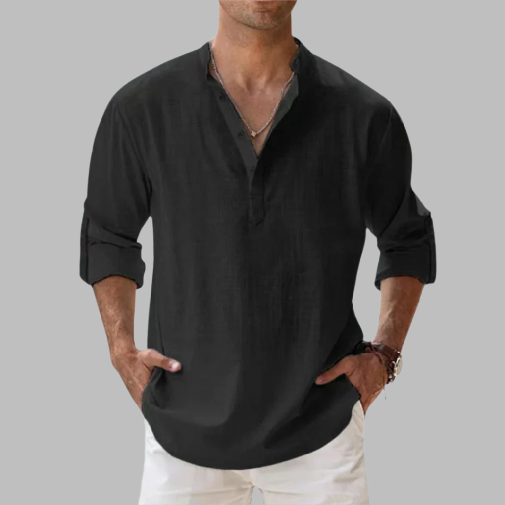 Charly | Men's Henley Shirt with Band Collar