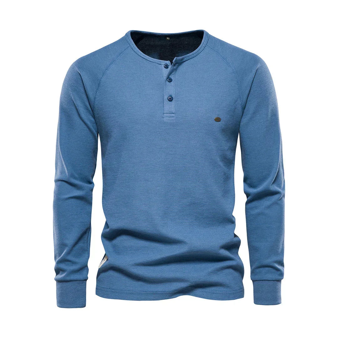 Charly | Men's Long Sleeve Henley Shirt with Button Neck