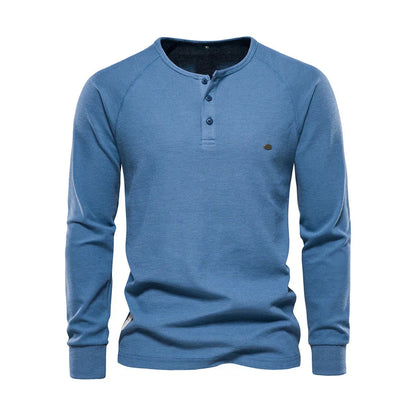 Charly | Men's Long Sleeve Henley Shirt with Button Neck