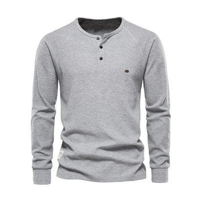 Charly | Men's Long Sleeve Henley Shirt with Button Neck