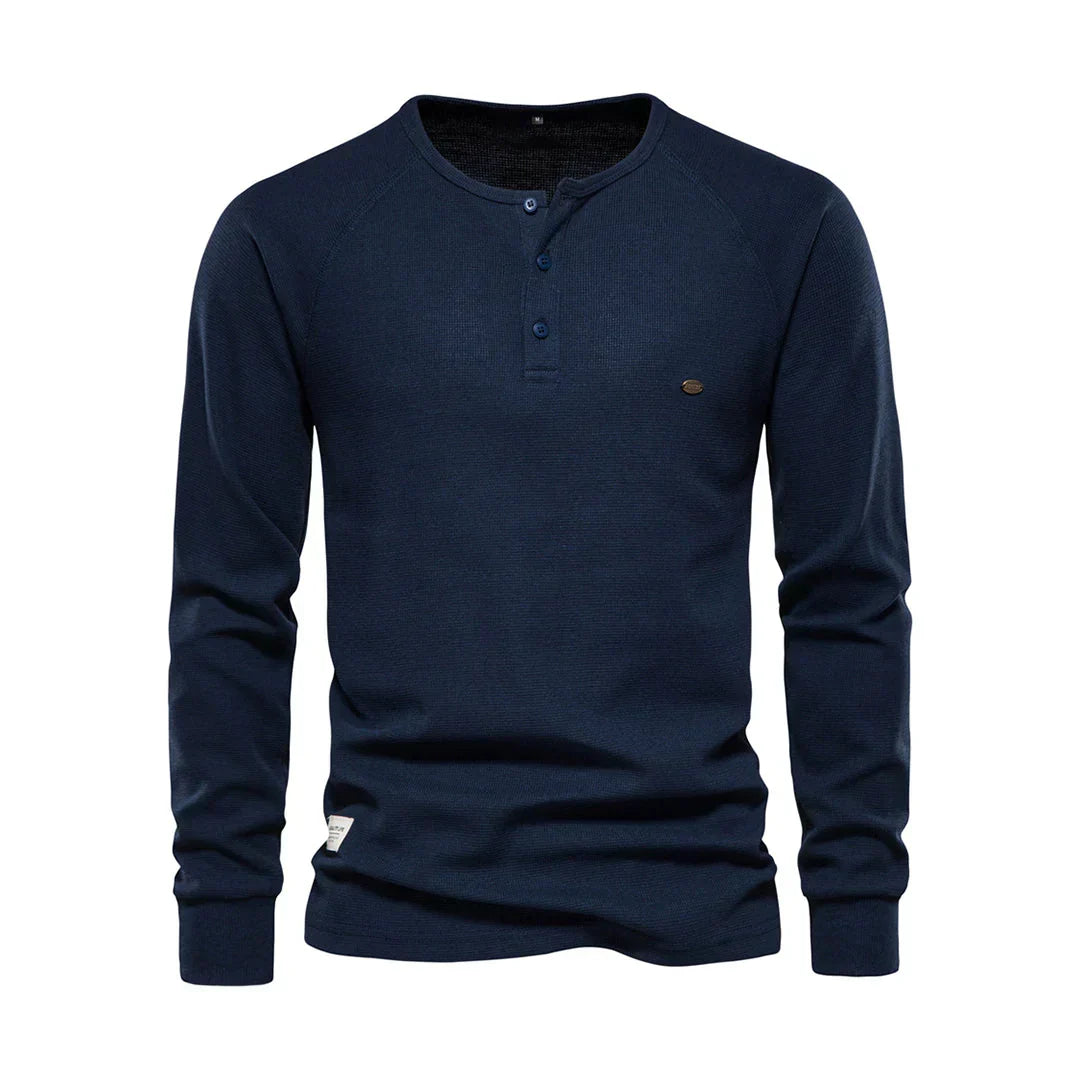 Charly | Men's Long Sleeve Henley Shirt with Button Neck