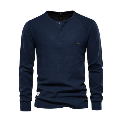 Charly | Men's Long Sleeve Henley Shirt with Button Neck
