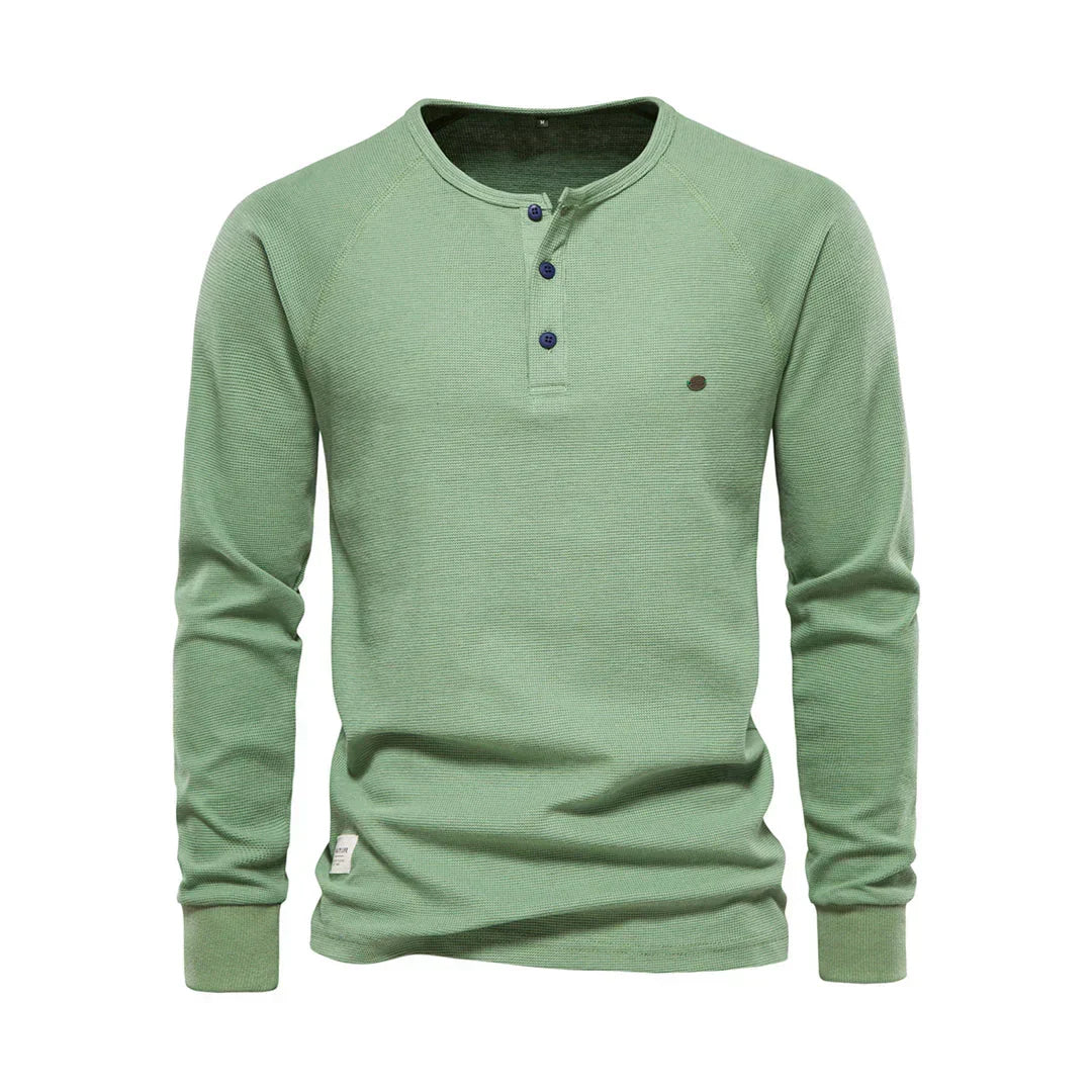Charly | Men's Long Sleeve Henley Shirt with Button Neck