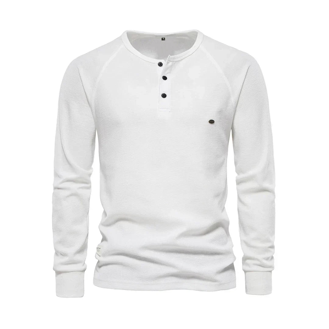 Charly | Men's Long Sleeve Henley Shirt with Button Neck