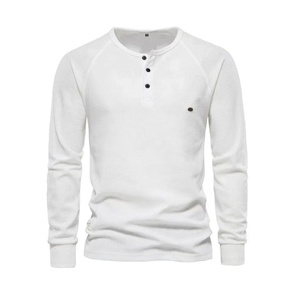 Charly | Men's Long Sleeve Henley Shirt with Button Neck
