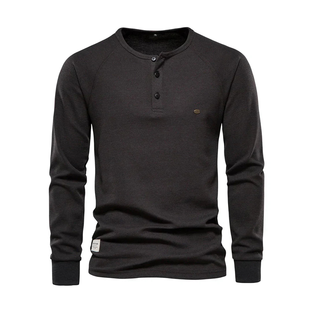 Charly | Men's Long Sleeve Henley Shirt with Button Neck