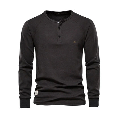 Charly | Men's Long Sleeve Henley Shirt with Button Neck