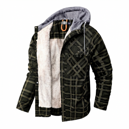 Charly | Men's Plaid Flannel Shirt Jacket with Hood