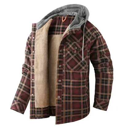 Charly | Men's Plaid Flannel Shirt Jacket with Hood