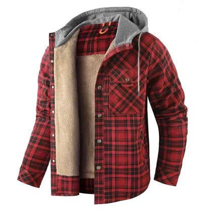 Charly | Men's Plaid Flannel Shirt Jacket with Hood